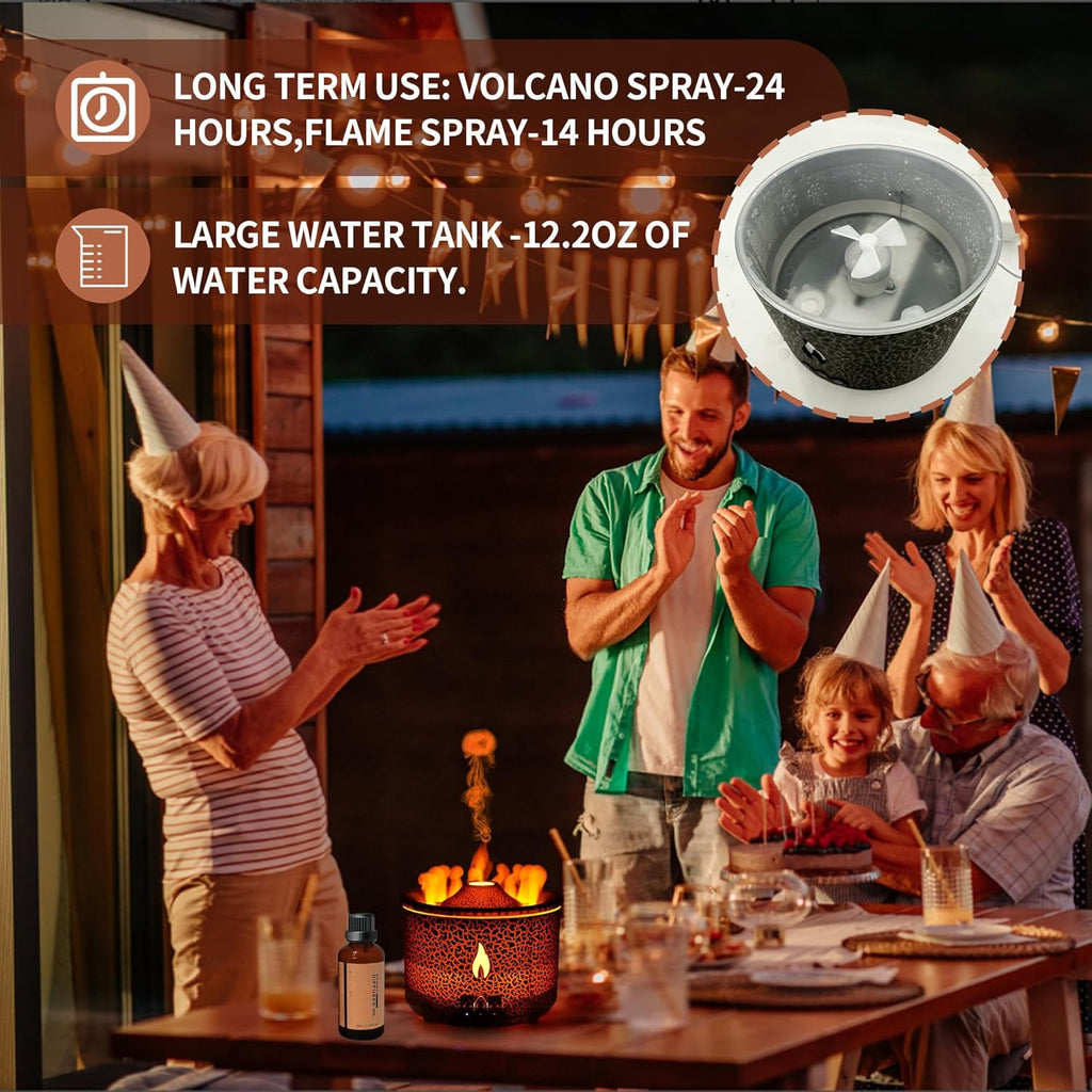 Transform Your Space with the Aroma Essential Oil Diffuser - 360ml Volcano & Flame Modes with Gift-Ready Essential Oils