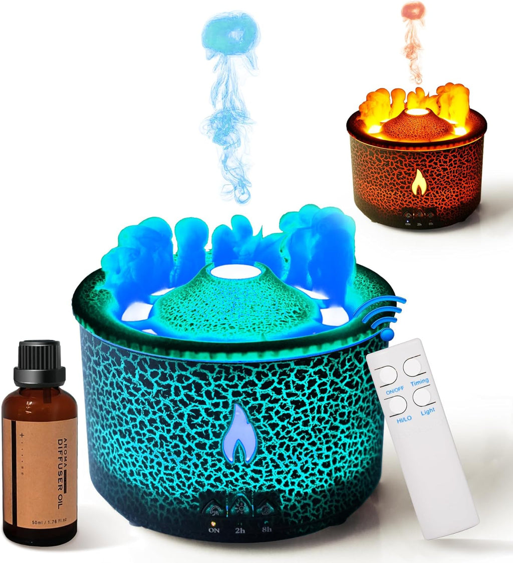 Transform Your Space with the Aroma Essential Oil Diffuser - 360ml Volcano & Flame Modes with Gift-Ready Essential Oils